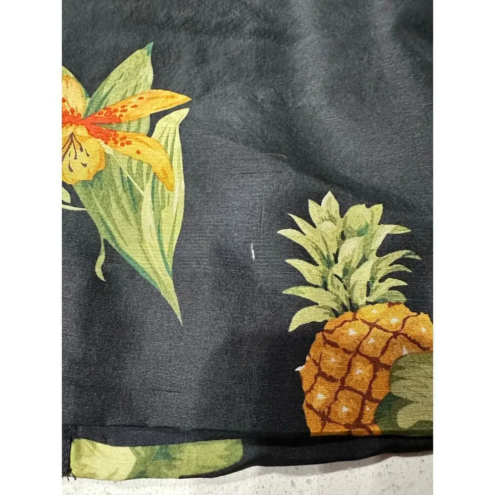 Silkland 100% Silk jacket Blazer Black Tropical Flowers 16 Resort vacation beach - Picture 12 of 13